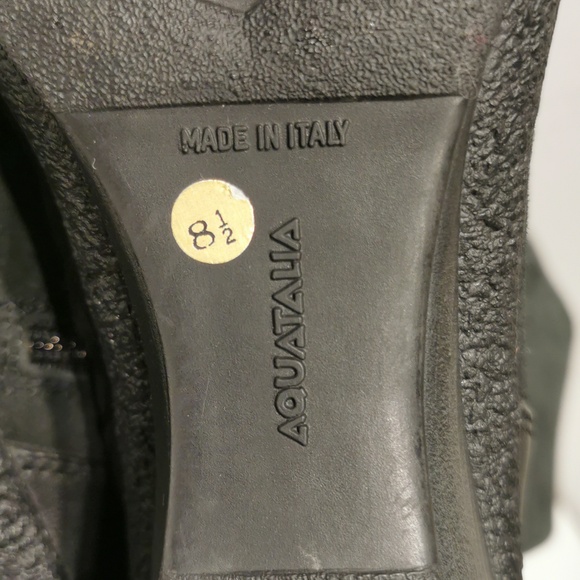 AQUATALIA  'Minnow' Black Suede Wedge Knee Boots: Size 8.5 M - Picture 15 of 15